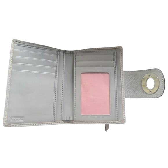 👛 COACH Light Gray Leather Vintage Wallet Turn Lock Pocket Card Holder - Picture 6 of 6